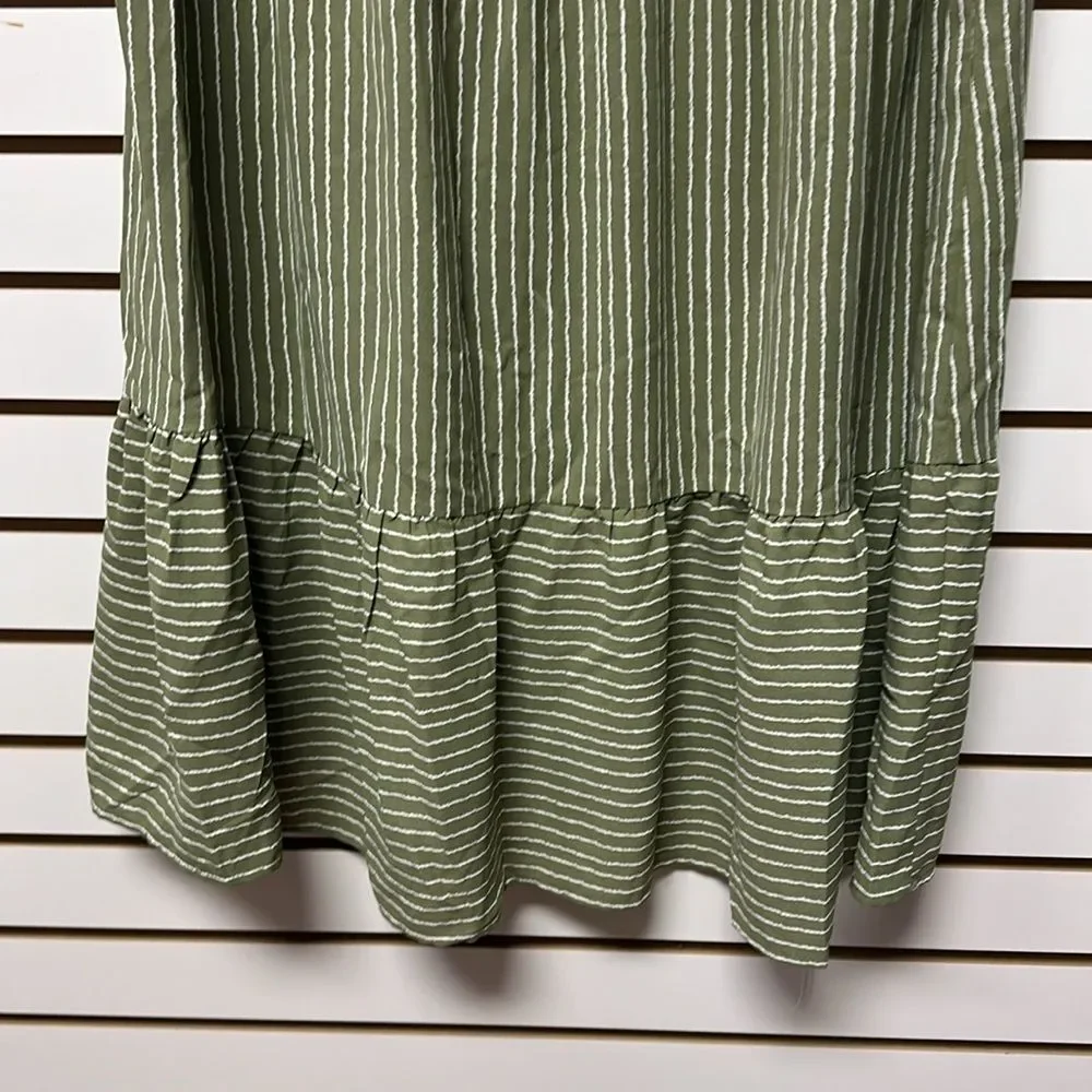 Bloomchic Striped Summer V Short Flowy Swing Casual Neck Short Sleeve (Green Sz - Picture 7 of 11